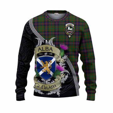 Tartan Vibes Clothing Cochrane Tartan Family Crest Knitted Sweater Lion Rampant Royal Thistle Shield Celtic Inspired