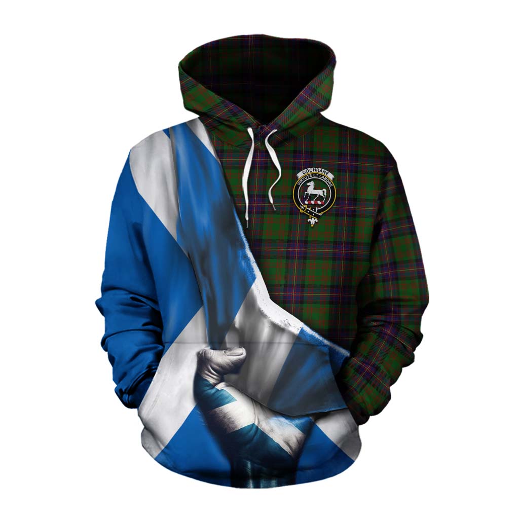 Tartan Vibes Clothing Cochrane Tartan Cotton Hoodie with Family Crest Scotland Patriotic Style
