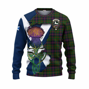 Tartan Vibes Clothing Cochrane Tartan Family Crest Knitted Sweater Scottish Thistle Celtic Inspired