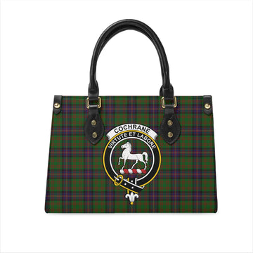 Cochrane Tartan Leather Bag with Family Crest
