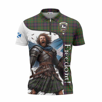 Tartan Vibes Clothing Cochrane Crest Tartan Zipper Polo Shirt Inspired by the Freedom of Scottish Warrior