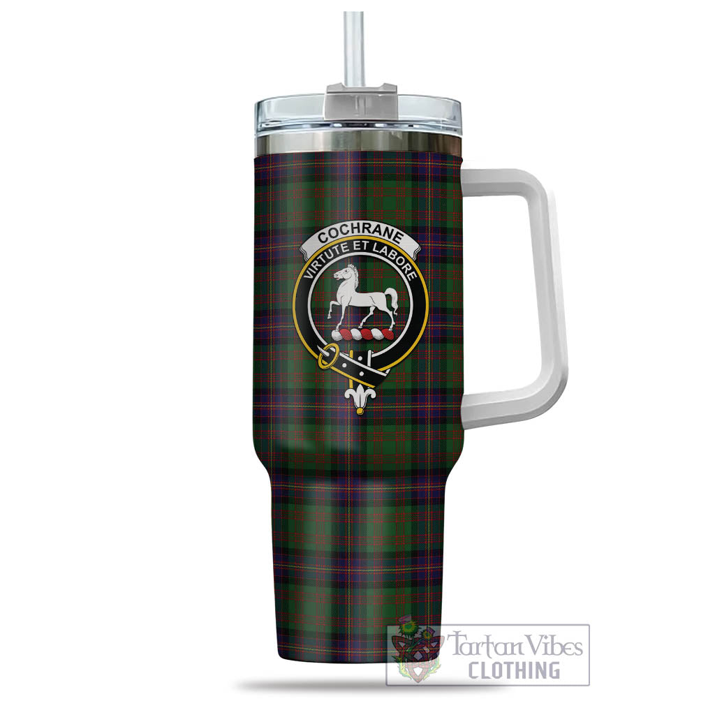 Tartan Vibes Clothing Cochrane Tartan and Family Crest Tumbler with Handle