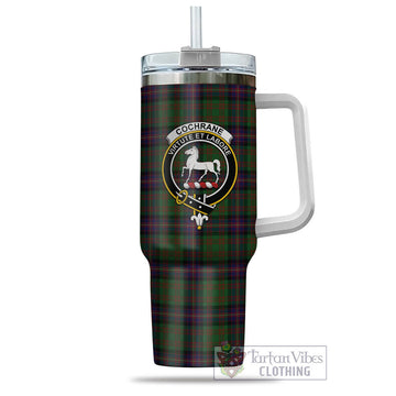 Cochrane Tartan and Family Crest Tumbler with Handle