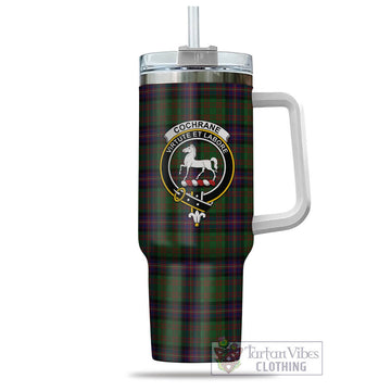Tartan Vibes Clothing Cochrane Tartan and Family Crest Tumbler with Handle