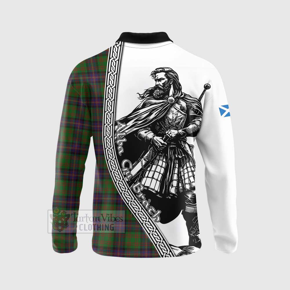 Tartan Vibes Clothing Cochrane Tartan Clan Crest Long Sleeve Polo Shirt with Highlander Warrior Celtic Style
