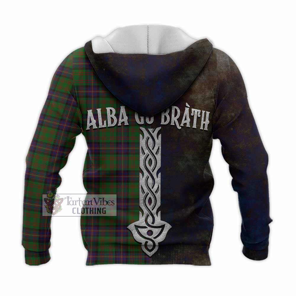Tartan Vibes Clothing Cochrane Tartan Family Crest Knitted Hoodie Alba Gu Brath Be Brave Lion Ancient Style