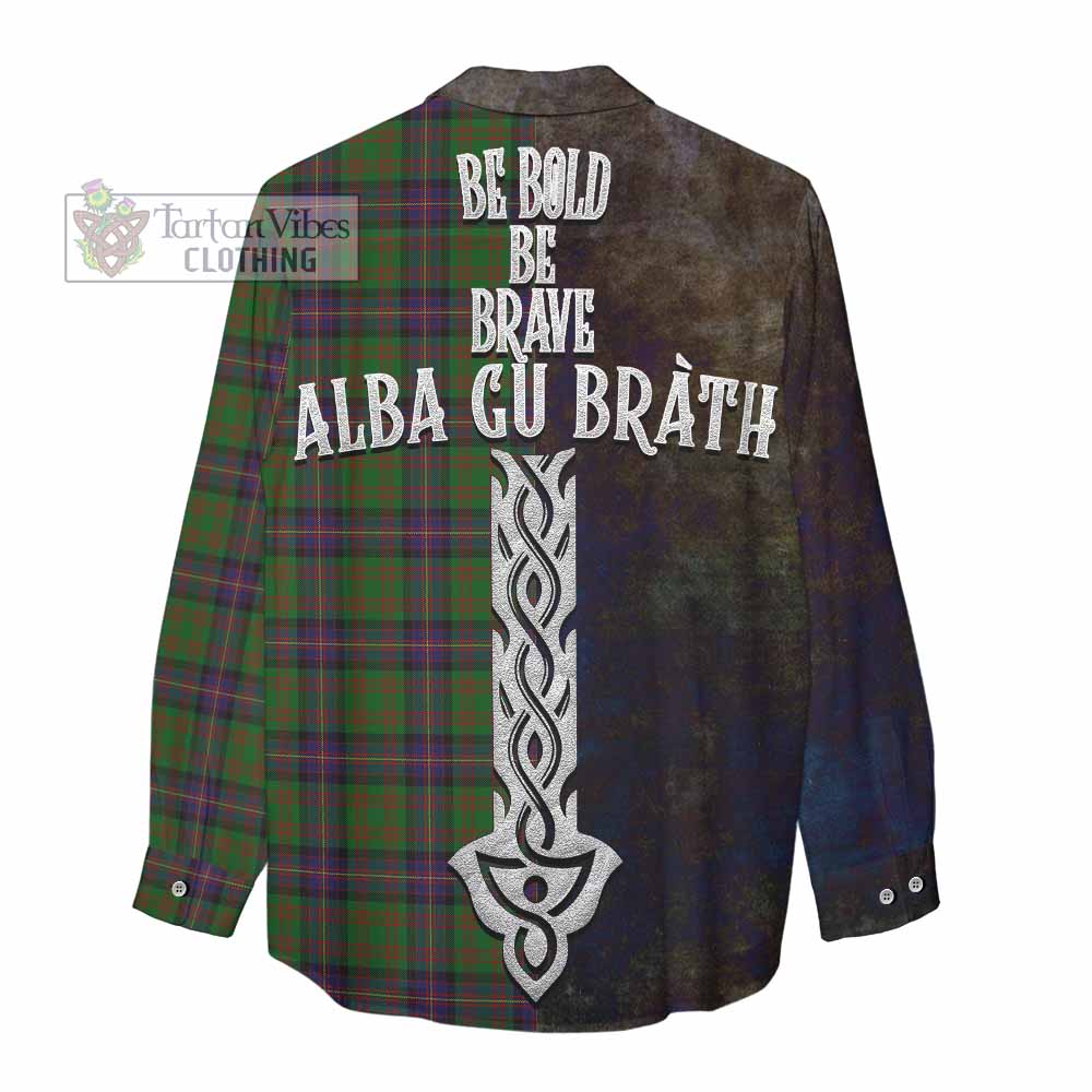 Tartan Vibes Clothing Cochrane Tartan Family Crest Women's Casual Shirt Alba Gu Brath Be Brave Lion Ancient Style