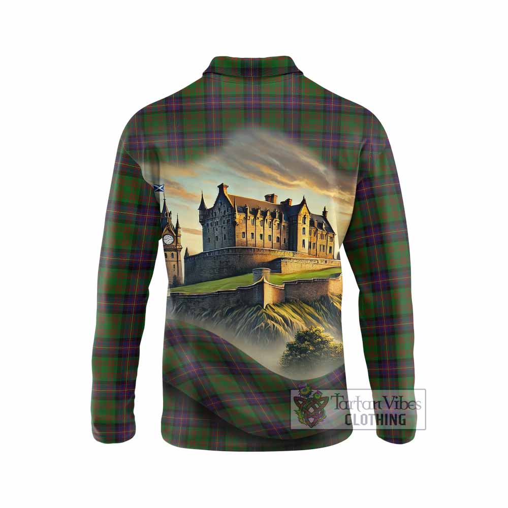 Tartan Vibes Clothing Cochrane Tartan Family Crest Long Sleeve Polo Shirt with Scottish Ancient Castle Style