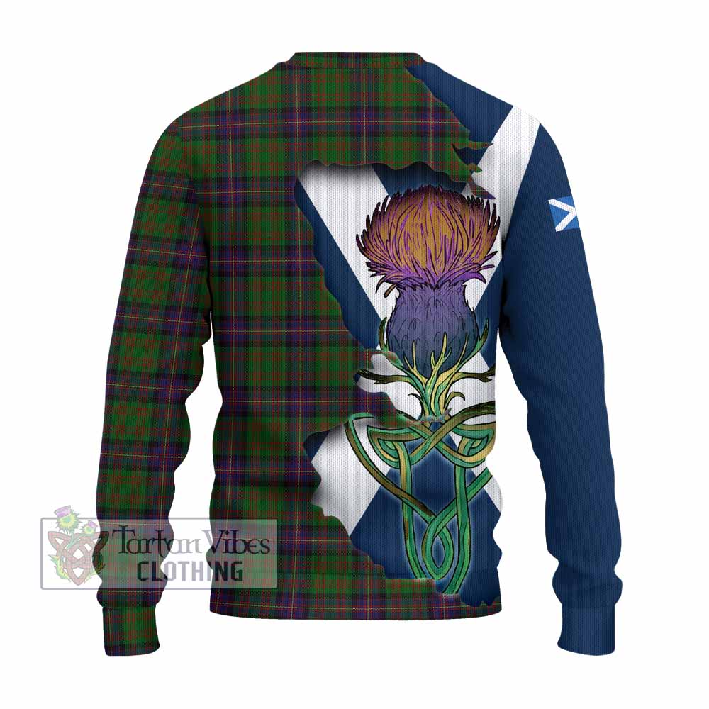 Tartan Vibes Clothing Cochrane Tartan Family Crest Knitted Sweater Scottish Thistle Celtic Inspired
