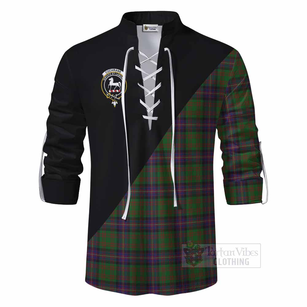 Tartan Vibes Clothing Cochrane Tartan Ghillie Kilt Shirt with Family Crest and Military Logo Style