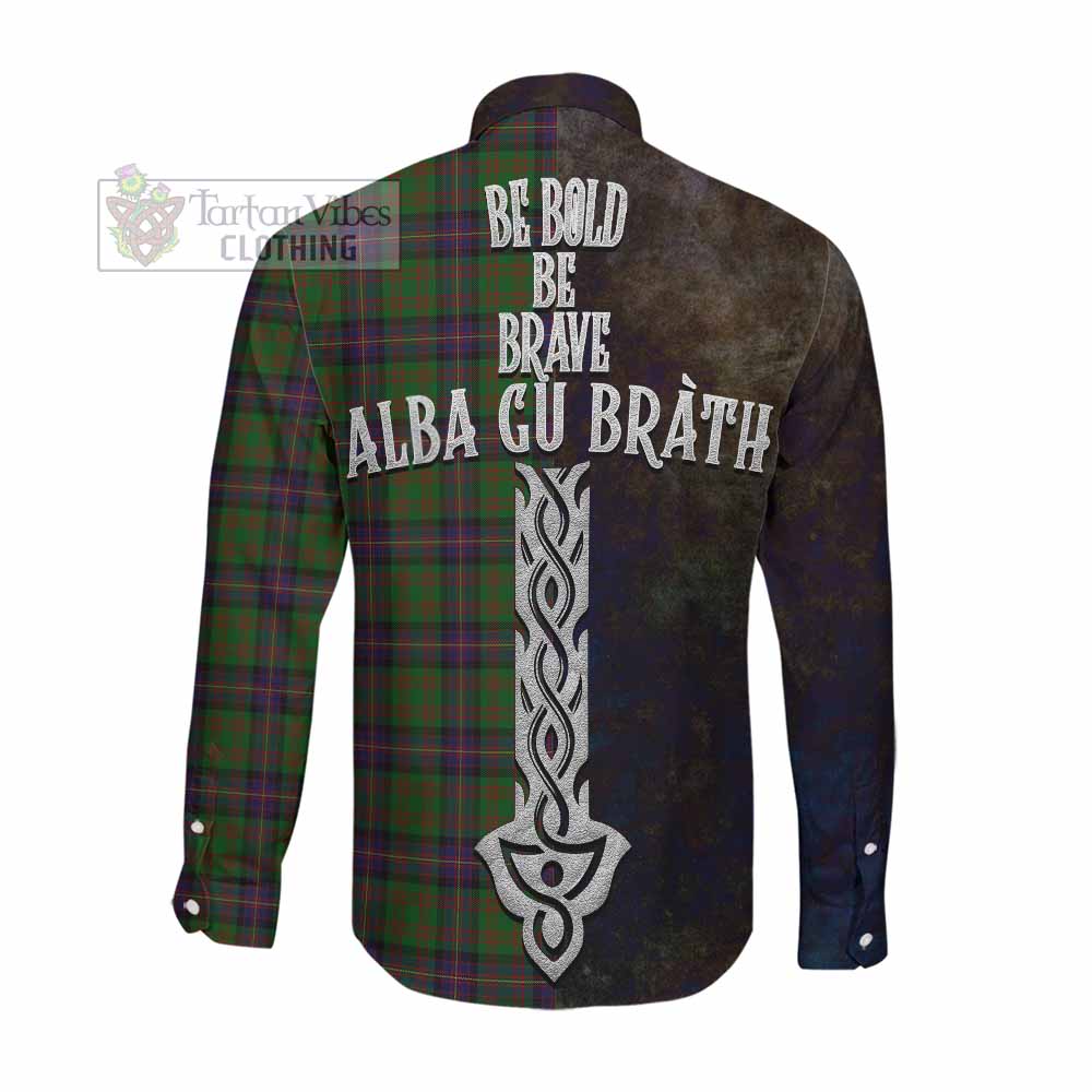 Tartan Vibes Clothing Cochrane Tartan Family Crest Long Sleeve Button Shirt Alba Gu Brath Be Brave Lion Ancient Style
