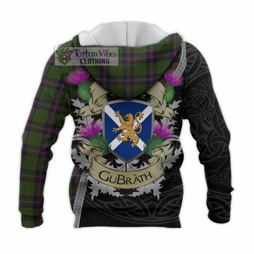 Tartan Vibes Clothing Cochrane Tartan Family Crest Knitted Hoodie Lion Rampant Royal Thistle Shield Celtic Inspired