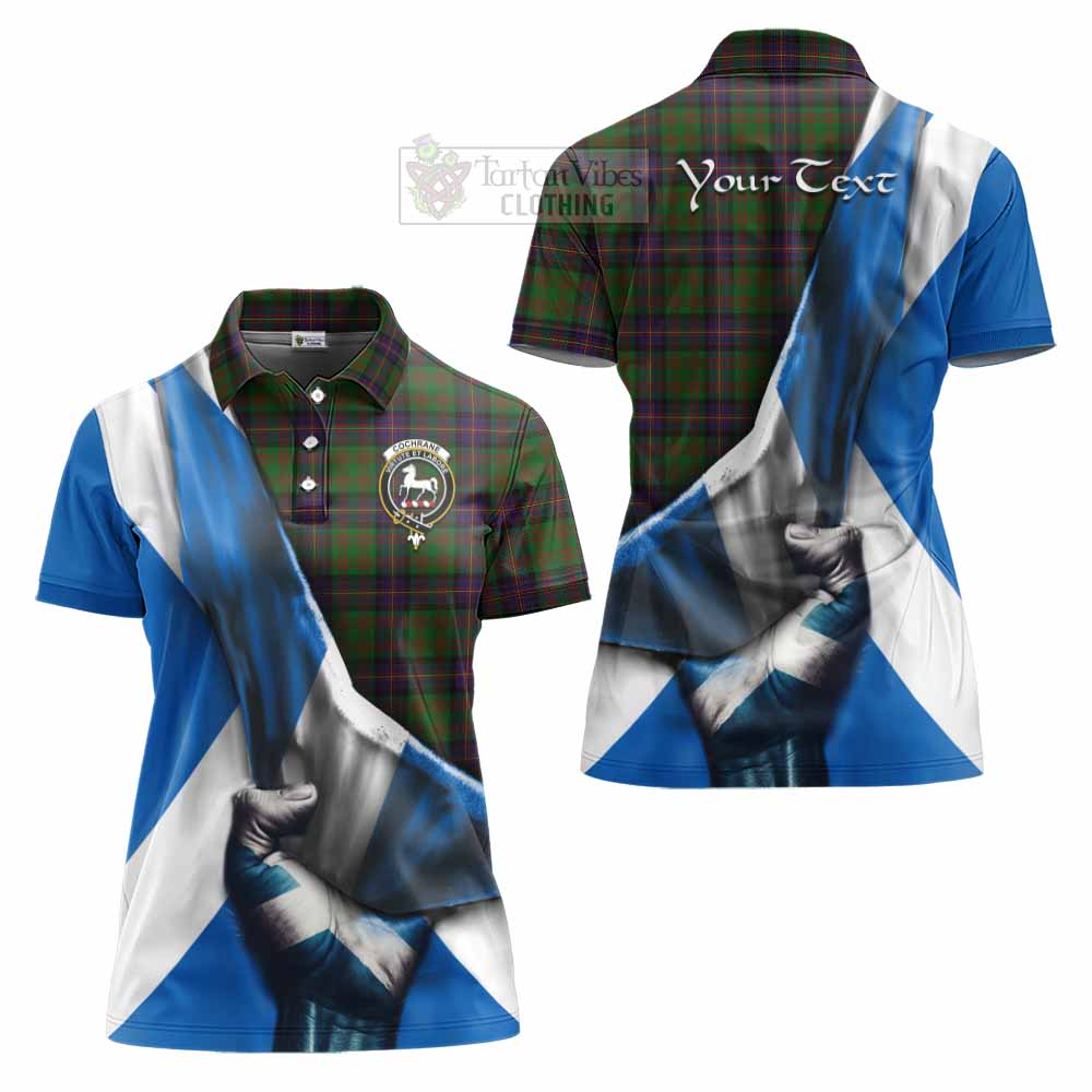 Tartan Vibes Clothing Cochrane Tartan Women's Polo Shirt with Family Crest Scotland Patriotic Style