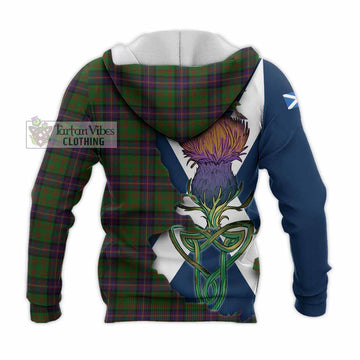 Tartan Vibes Clothing Cochrane Tartan Family Crest Knitted Hoodie Scottish Thistle Celtic Inspired