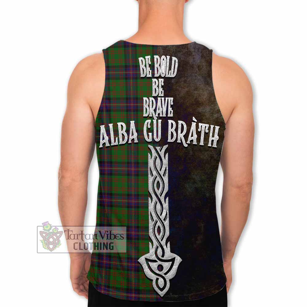 Tartan Vibes Clothing Cochrane Tartan Family Crest Men's Tank Top Alba Gu Brath Be Brave Lion Ancient Style