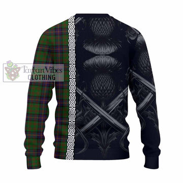 Tartan Vibes Clothing Cochrane Tartan Knitted Sweater with Family Crest Cross Sword Thistle Celtic Vibes