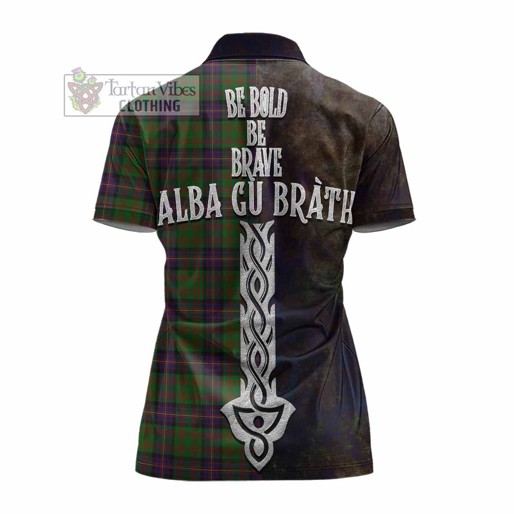 Tartan Vibes Clothing Cochrane Tartan Family Crest Women's Polo Shirt Alba Gu Brath Be Brave Lion Ancient Style