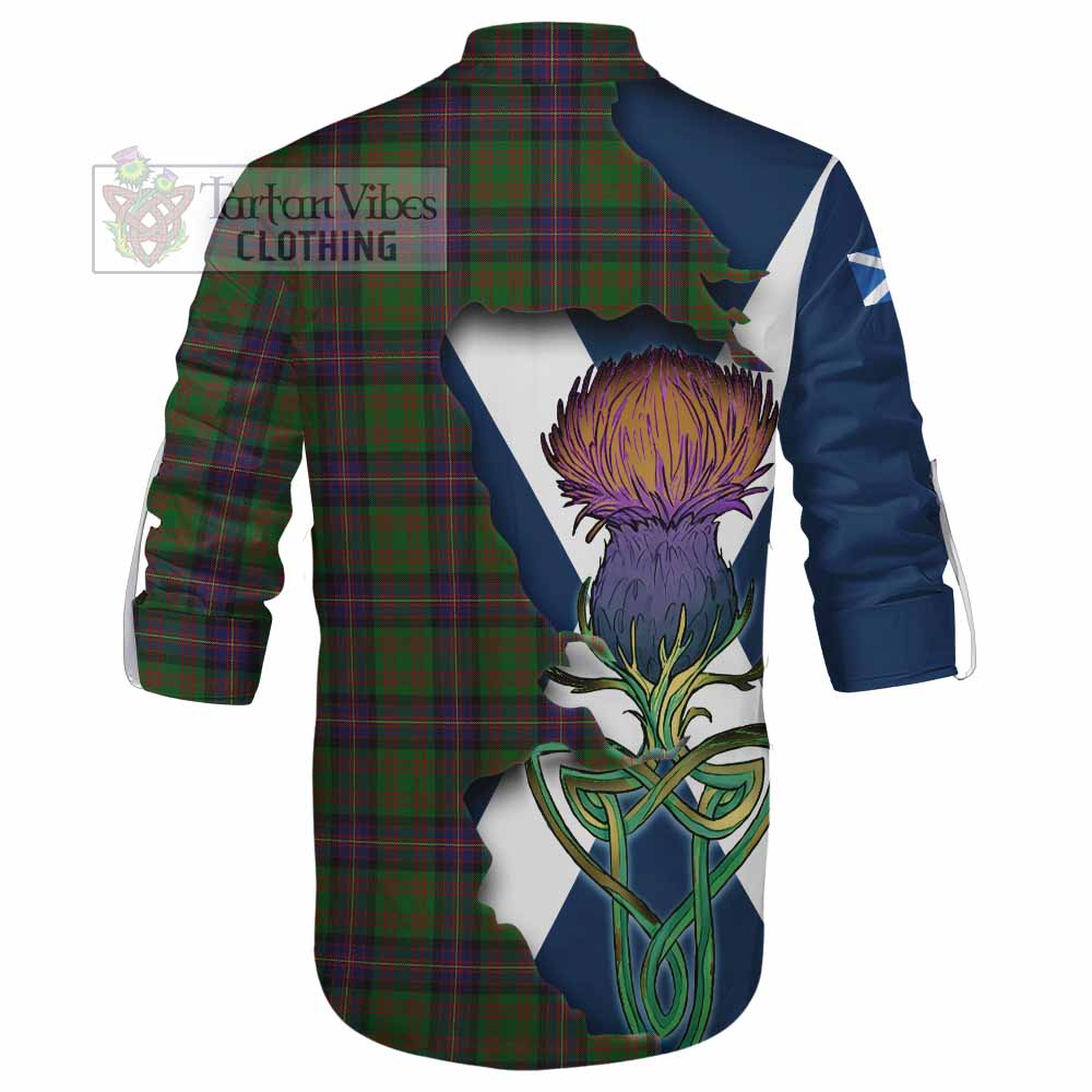 Tartan Vibes Clothing Cochrane Tartan Family Crest Ghillie Kilt Shirt Scottish Thistle Celtic Inspired