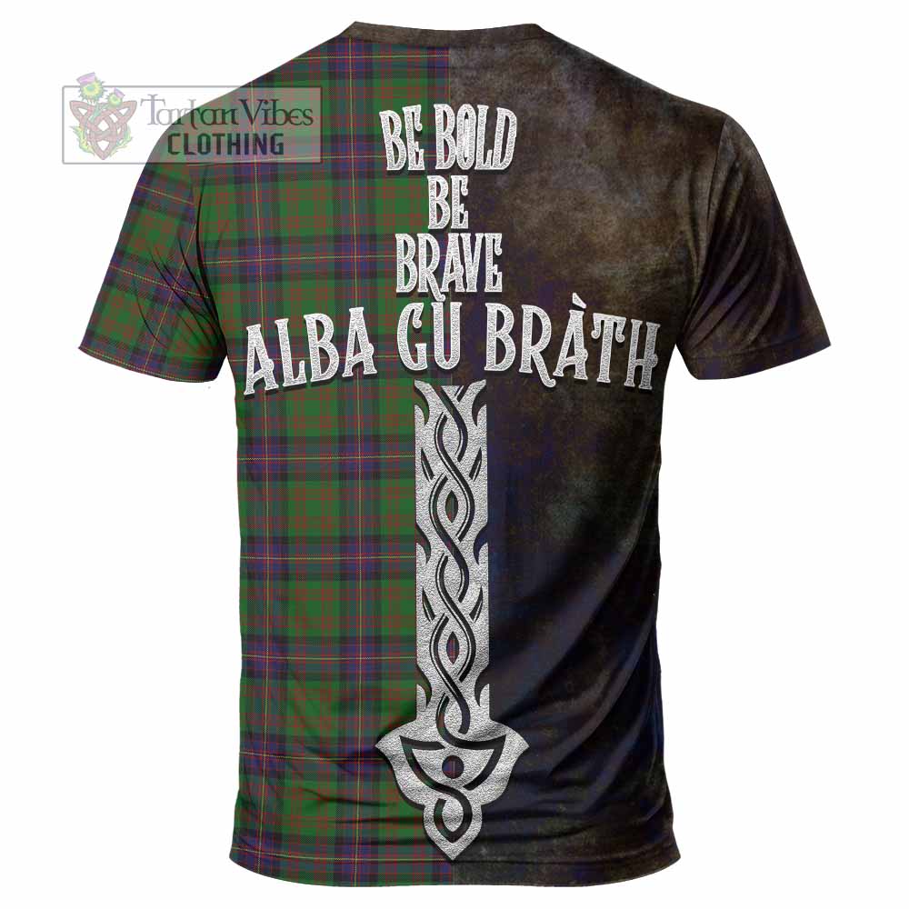 Tartan Vibes Clothing Cochrane Tartan Family Crest T-Shirt Alba Gu Brath Be Brave Lion Ancient Style