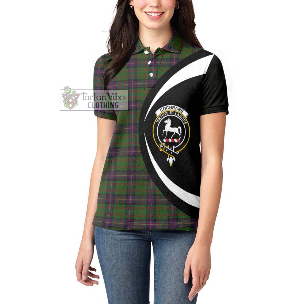 Cochrane Tartan Women's Polo Shirt with Family Crest Circle Style - Tartan Vibes Clothing