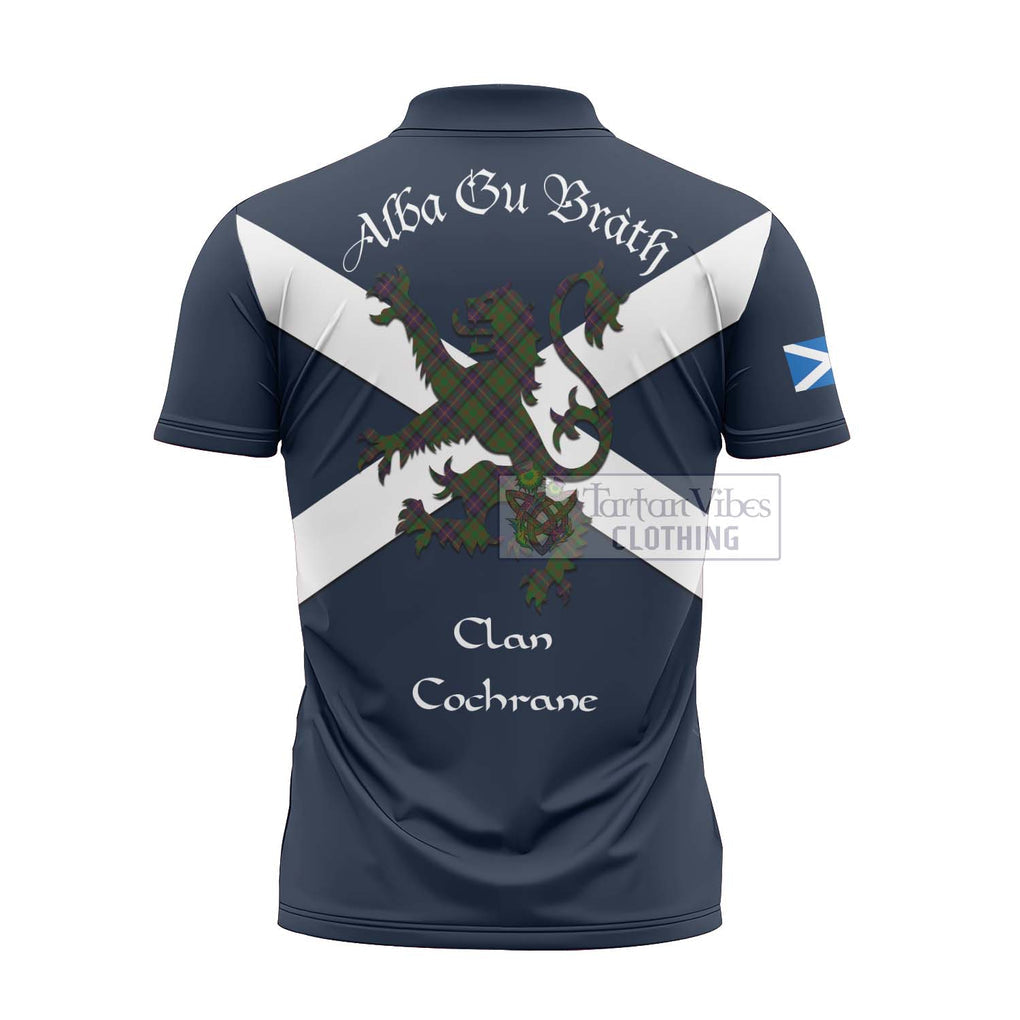 Tartan Vibes Clothing Cochrane Tartan Lion Rampant Zipper Polo Shirt – Proudly Display Your Heritage with Alba Gu Brath and Clan Name