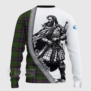 Tartan Vibes Clothing Cochrane Tartan Clan Crest Knitted Sweater with Highlander Warrior Celtic Style