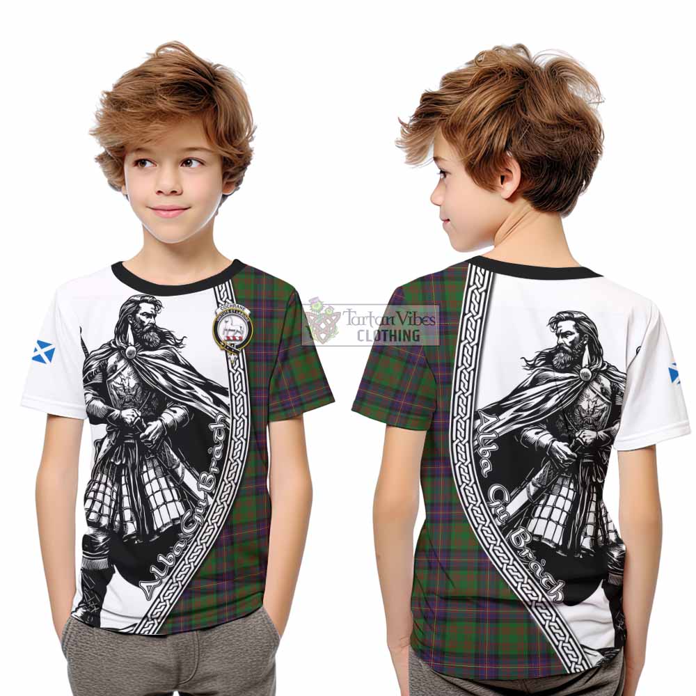 Cochrane Tartan Clan Crest Kid T-Shirt with Highlander Warrior Celtic Style