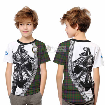Cochrane Tartan Clan Crest Kid T-Shirt with Highlander Warrior Celtic Style