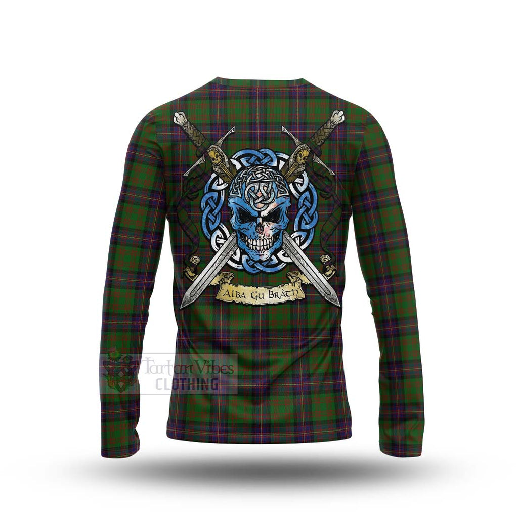 Tartan Vibes Clothing Cochrane Tartan Long Sleeve T-Shirt with Family Crest Celtic Skull Style
