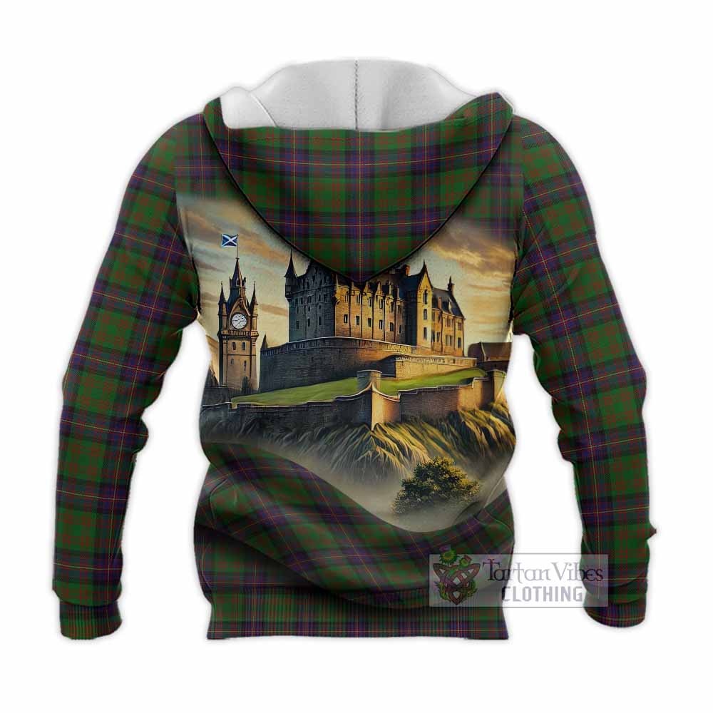 Tartan Vibes Clothing Cochrane Tartan Family Crest Knitted Hoodie with Scottish Ancient Castle Style