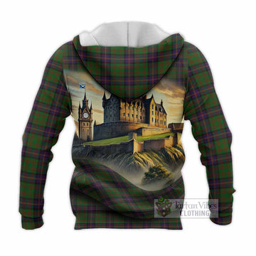 Tartan Vibes Clothing Cochrane Tartan Family Crest Knitted Hoodie with Scottish Ancient Castle Style