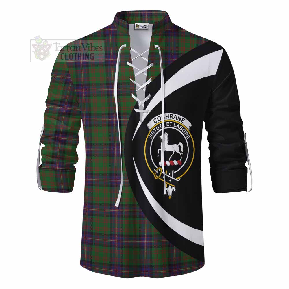 Tartan Vibes Clothing Cochrane Tartan Ghillie Kilt Shirt with Family Crest Circle Style