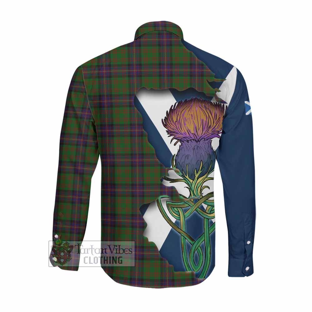 Tartan Vibes Clothing Cochrane Tartan Family Crest Long Sleeve Button Shirt Scottish Thistle Celtic Inspired