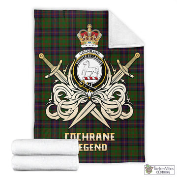 Cochrane Tartan Blanket with Clan Crest and the Golden Sword of Courageous Legacy