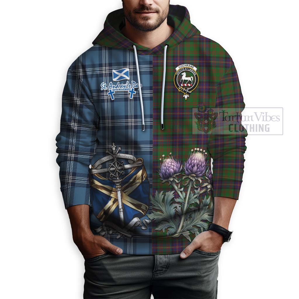 Tartan Vibes Clothing Cochrane Tartan Hoodie Happy St. Andrew's Day Half Tartan Style