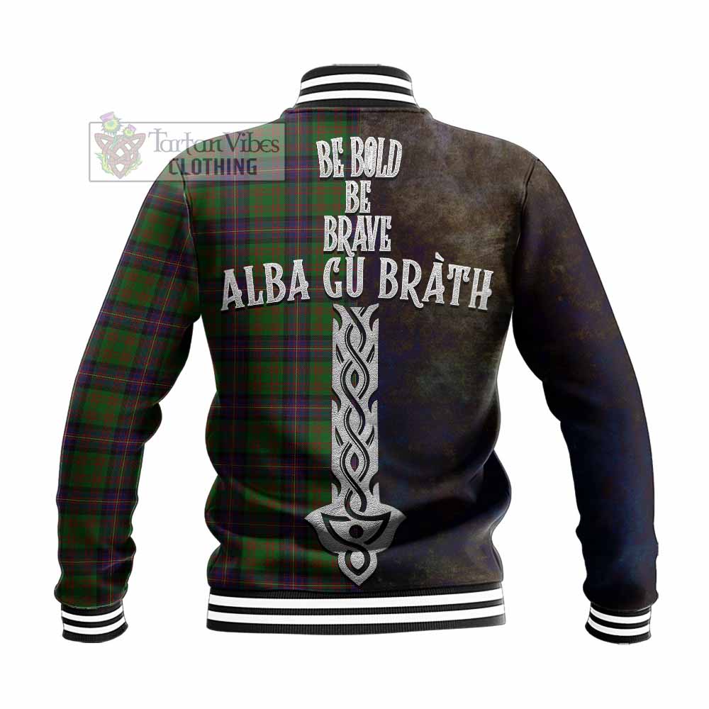 Tartan Vibes Clothing Cochrane Tartan Family Crest Baseball Jacket Alba Gu Brath Be Brave Lion Ancient Style