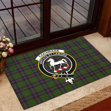 Cochrane Tartan Rubber Doormat with Family Crest