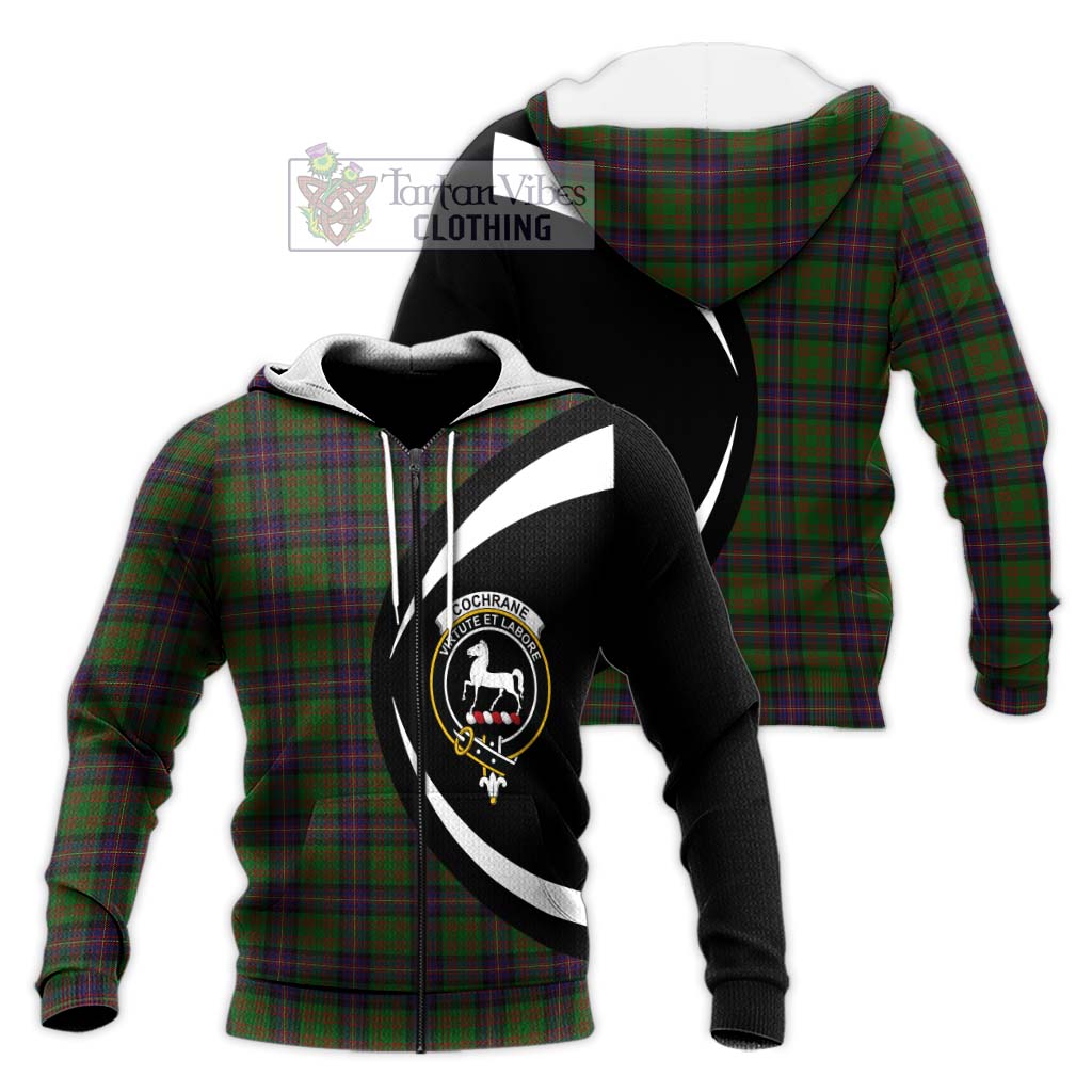 Cochrane Tartan Knitted Hoodie with Family Crest Circle Style Unisex Knitted Zip Hoodie - Tartan Vibes Clothing