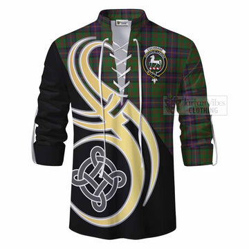 Tartan Vibes Clothing Cochrane Tartan Ghillie Kilt Shirt with Family Crest and Celtic Symbol Style