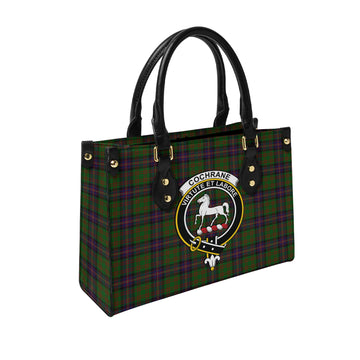Cochrane Tartan Leather Bag with Family Crest