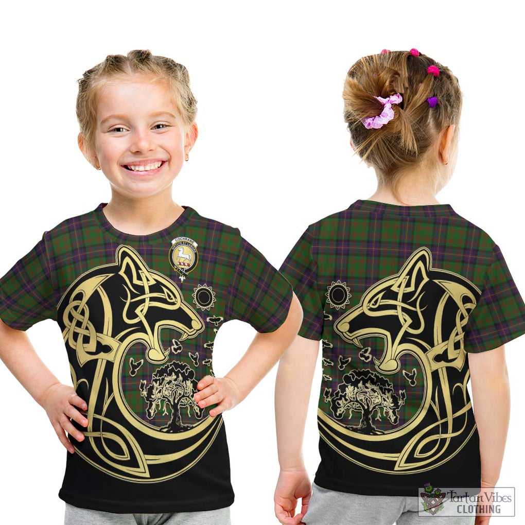 Cochrane Tartan Kid T-Shirt with Family Crest Celtic Wolf Style - Tartan Vibes Clothing