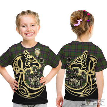 Cochrane Tartan Kid T-Shirt with Family Crest Celtic Wolf Style