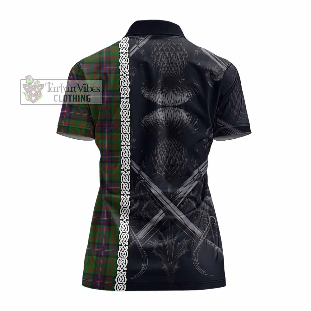 Tartan Vibes Clothing Cochrane Tartan Women's Polo Shirt with Family Crest Cross Sword Thistle Celtic Vibes