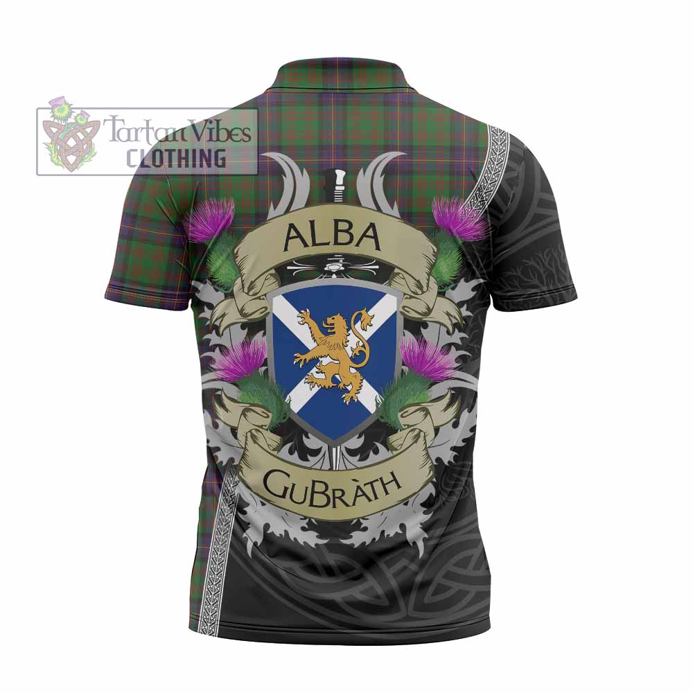 Tartan Vibes Clothing Cochrane Tartan Family Crest Zipper Polo Shirt Lion Rampant Royal Thistle Shield Celtic Inspired