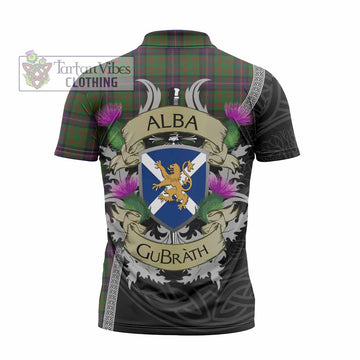 Cochrane Tartan Family Crest Zipper Polo Shirt Lion Rampant Royal Thistle Shield Celtic Inspired
