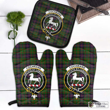 Cochrane Tartan Combo Oven Mitt & Pot-Holder with Family Crest Combo 1 Oven Mitt & 1 Pot-Holder Black - Tartan Vibes Clothing