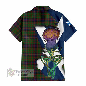 Tartan Vibes Clothing Cochrane Tartan Family Crest Short Sleeve Button Shirt Scottish Thistle Celtic Inspired