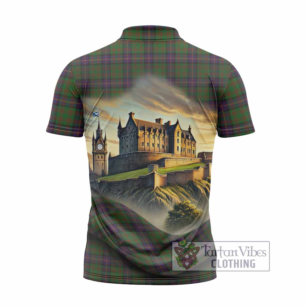 Tartan Vibes Clothing Cochrane Tartan Family Crest Zipper Polo Shirt with Scottish Ancient Castle Stype