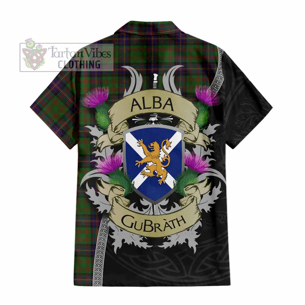 Tartan Vibes Clothing Cochrane Tartan Family Crest Short Sleeve Button Shirt Lion Rampant Royal Thistle Shield Celtic Inspired