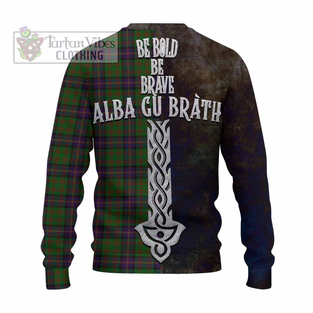 Tartan Vibes Clothing Cochrane Tartan Family Crest Knitted Sweater Alba Gu Brath Be Brave Lion Ancient Style